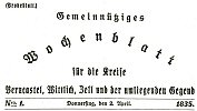 Wochenblatt 1835 Druck Fr. Ehemann